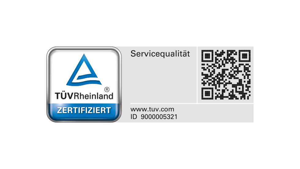TÜV Zertifizierung für Servicequalität
